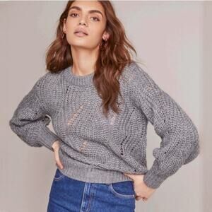 Astr Gray Chunky Knit Crewneck Sweater